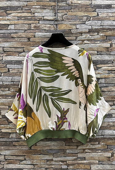 Kaki groene mixed gilet met tropical print in satijn effect  SOLD OUT