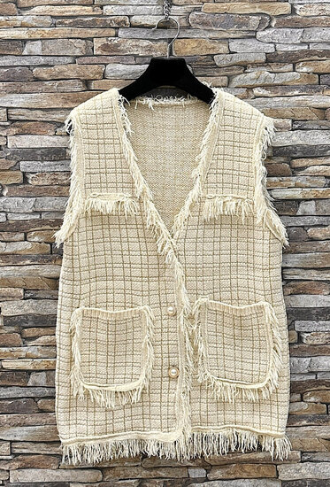 Beige mouwloze cardigan