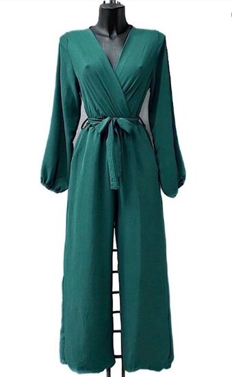 Modieuze groene jumpsuit met lange mouwen