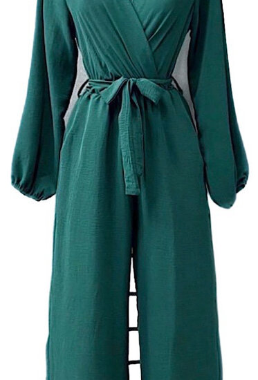 Modieuze groene jumpsuit met lange mouwen