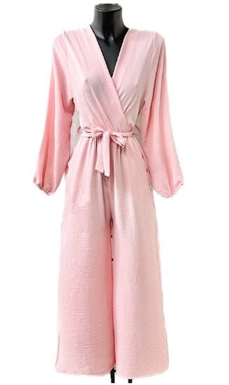 Modieuze rose jumpsuit met lange mouwen