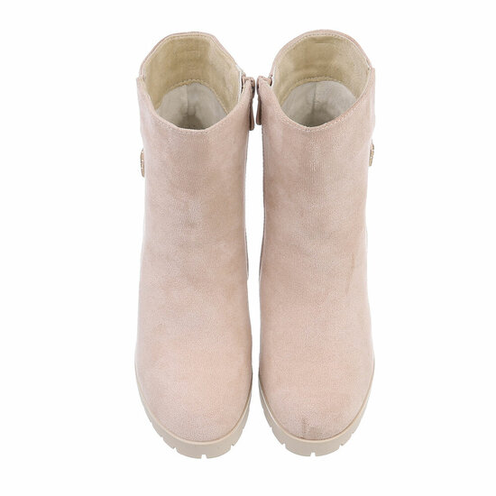 Beige daimen high heel enkellaarsje Lincy