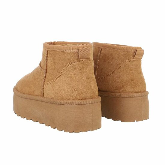 Camelkleurige korte daimen winterboot Amalina  