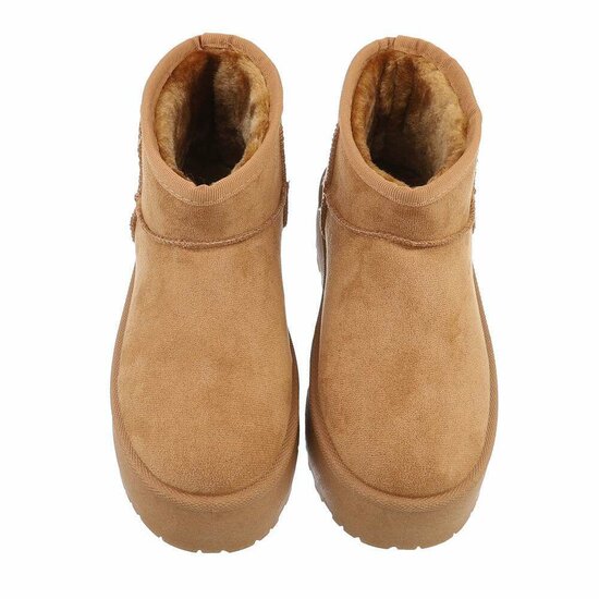 Camelkleurige korte daimen winterboot Amalina  