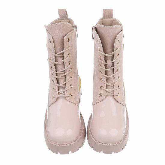 Beige halfhoge mixed boot Agata