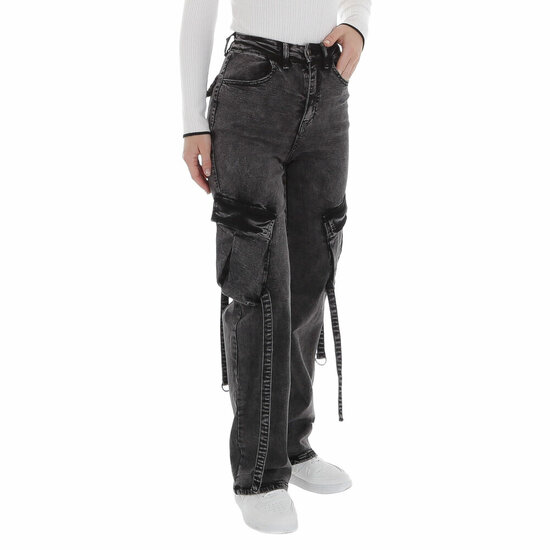 Trendy grijze cargo broek in denim