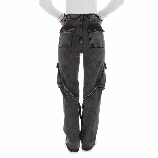 Trendy grijze cargo broek in denim