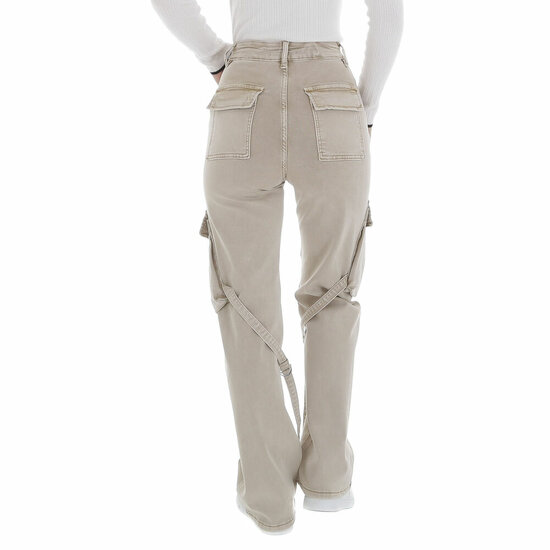 Trendy beige cargo broek in denim