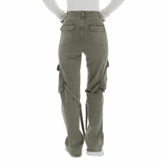 Trendy kaki groene cargo broek in denim