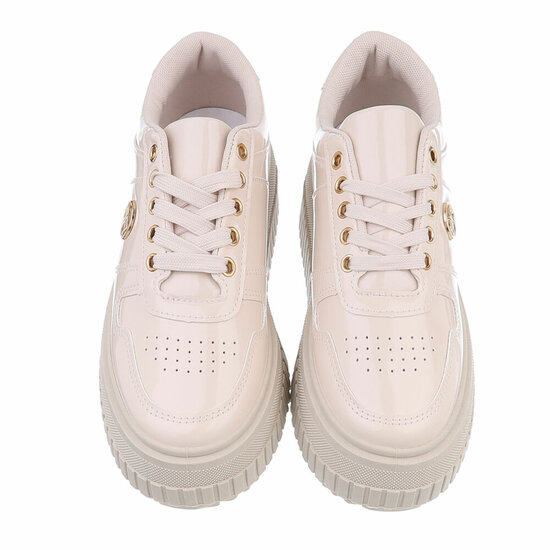 Beige lage lak sneaker Arlette