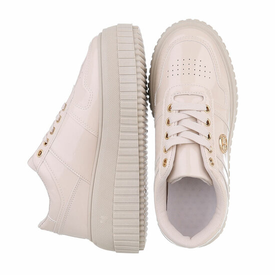 Beige lage lak sneaker Arlette