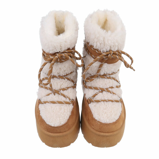 Camelkleurige-beige gemoltoneerde winterboot Many