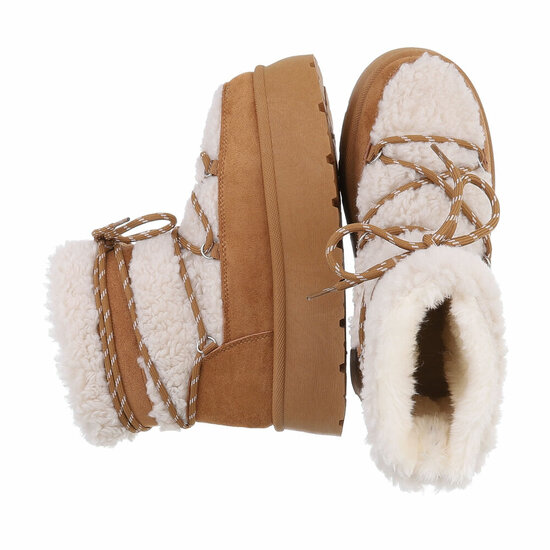 Camelkleurige-beige gemoltoneerde winterboot Many