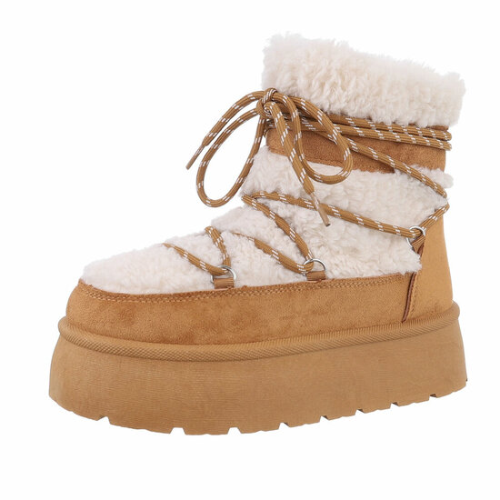 Camelkleurige-beige gemoltoneerde winterboot Many