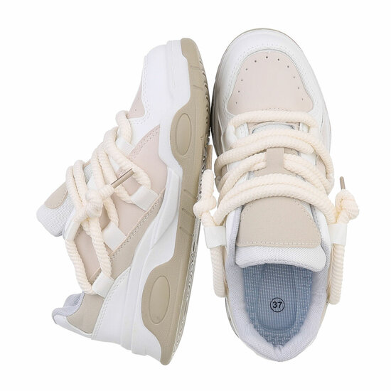 Beige lage sneaker Anja