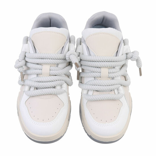 Beige-grijze lage sneaker Anja