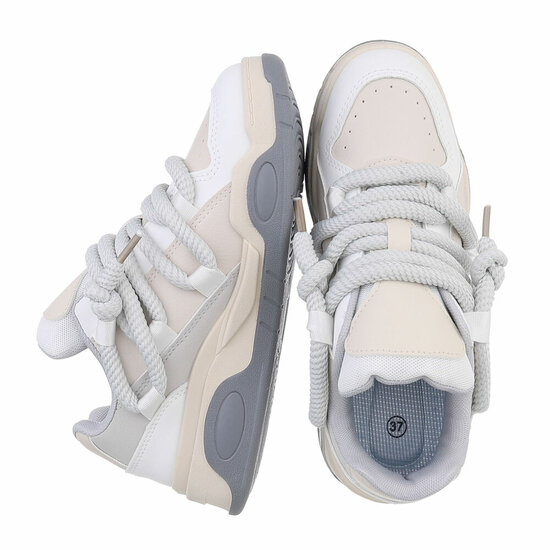 Beige-grijze lage sneaker Anja