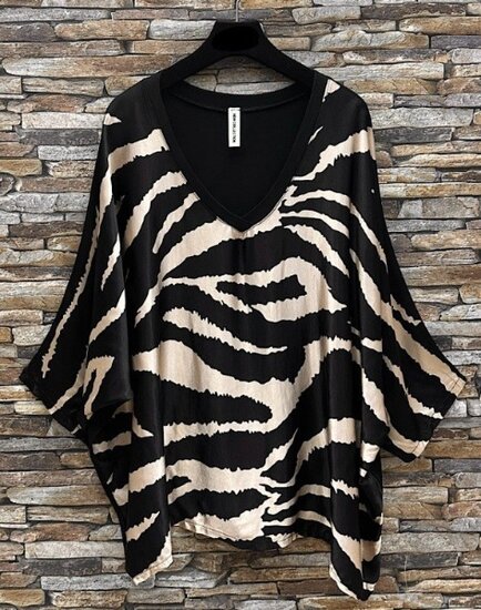 Chique blouse in satijn met zebraprint  