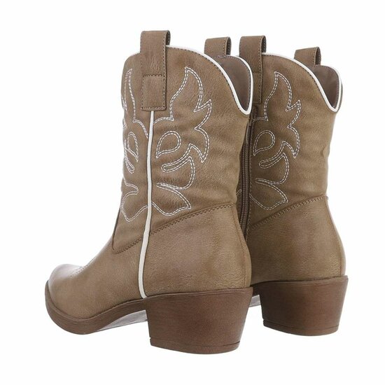 Kaki bruine biker-western boot Selinde.