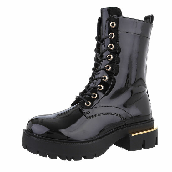 Zwarte halfhoge lak boot Franciska