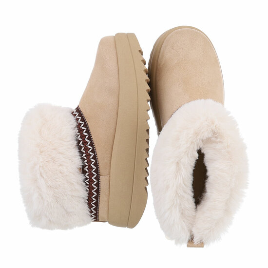 Beige korte daimen winterboot Phina