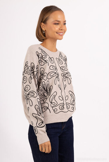 Prachtige taupe-beige gebreide pullover