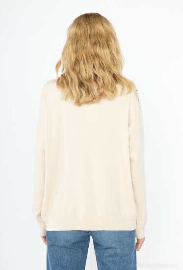 Prachtige beige oversized pullover in maille