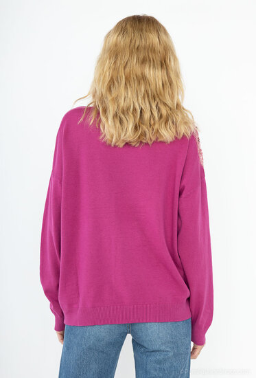 Prachtige fuchsia oversized pullover in maille