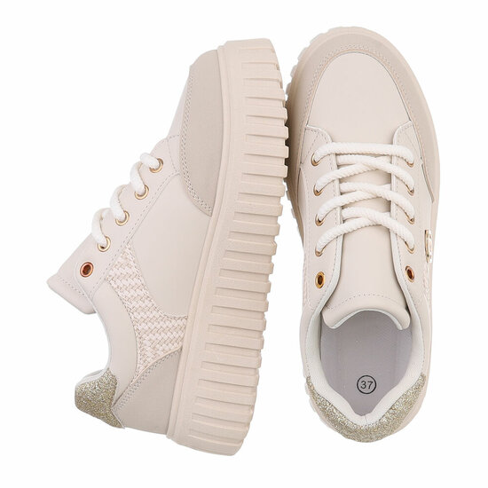 Beige lage sneaker Ashani