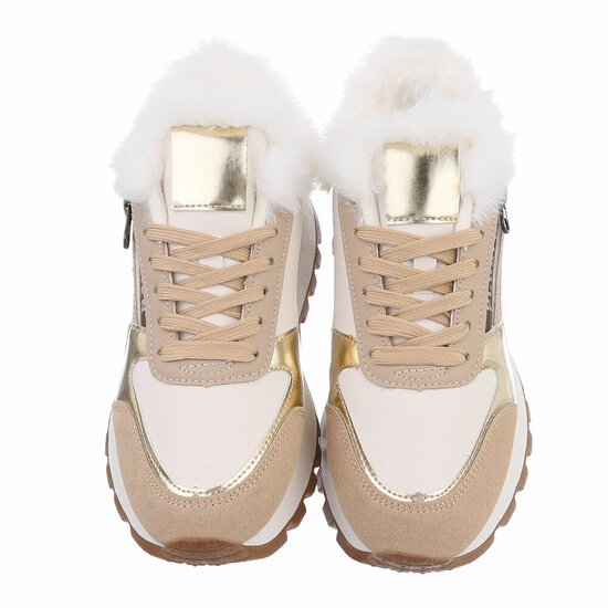 Beige lage winter sneaker Christelle