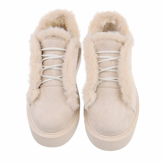 Beige lage daimen winter sneaker Reya