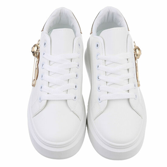 Witte lage sneaker Kayla met gouden decoratie