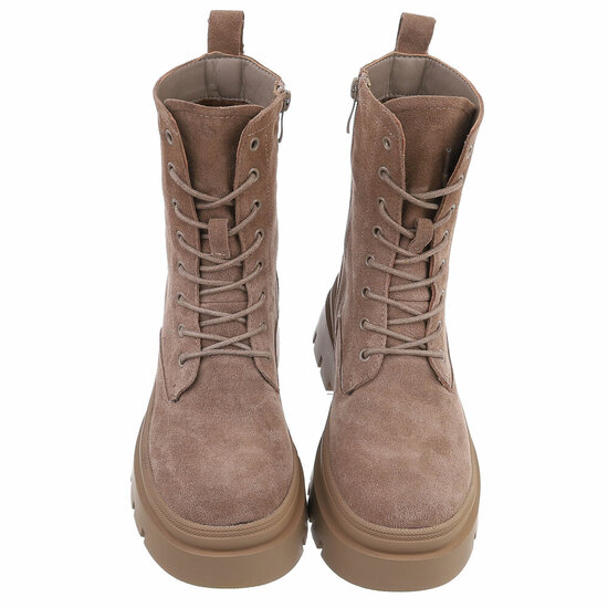 Taupe halfhoge boot Aloya in echt suede leder