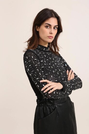 Élégant body noir avec strass