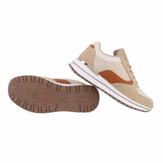 Kaki bruine lage sneaker Coba