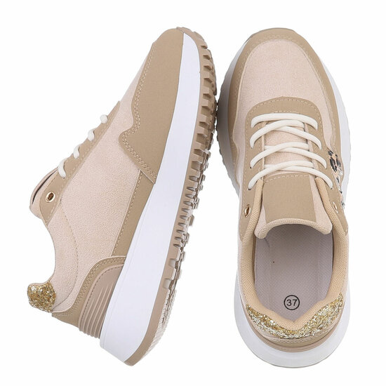 Kaki bruine lage sneaker Jannelie
