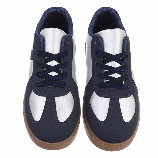 Donker blauwe-zilveren lage sneaker Christine