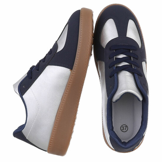 Donker blauwe-zilveren lage sneaker Christine