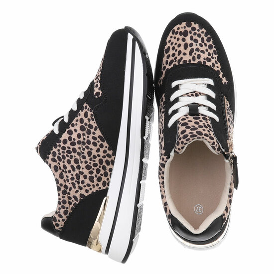 Zwarte lage mixed sneaker Jenny
