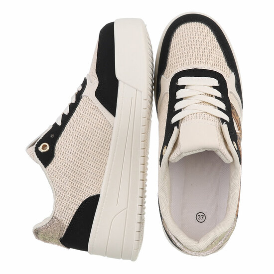 Zwart-beige lage sneaker Silke