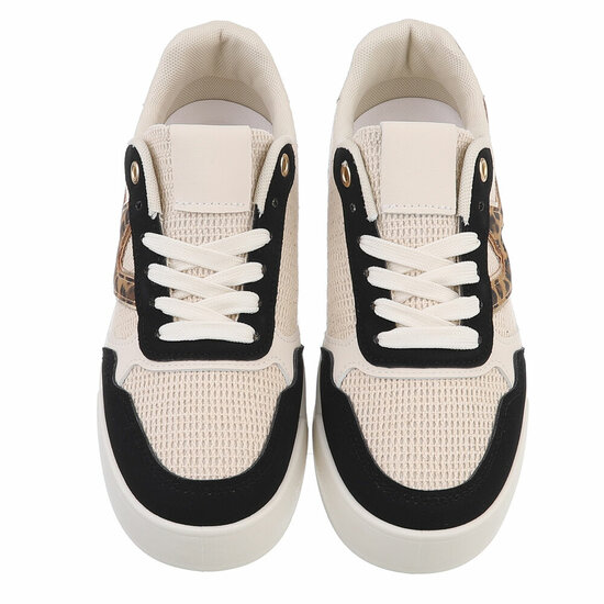 Zwart-beige lage sneaker Silke