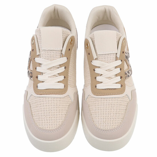 Kaki bruin-beige lage sneaker Silke