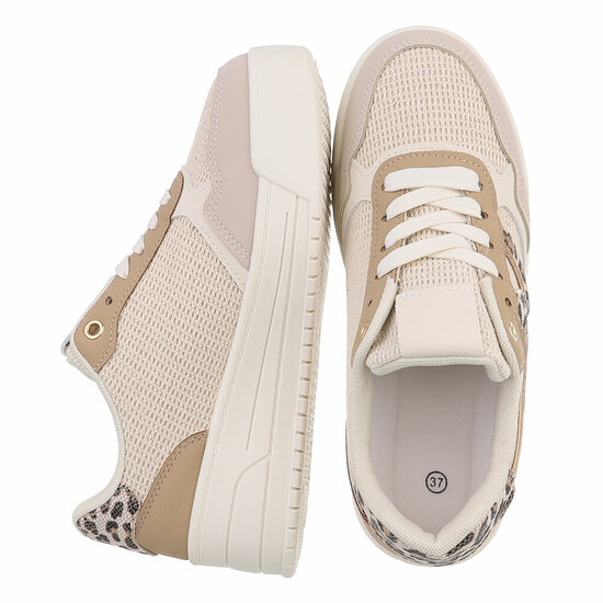 Kaki bruin-beige lage sneaker Silke