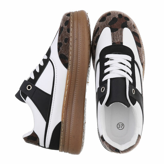 Wit-zwarte lage sneaker Ivana