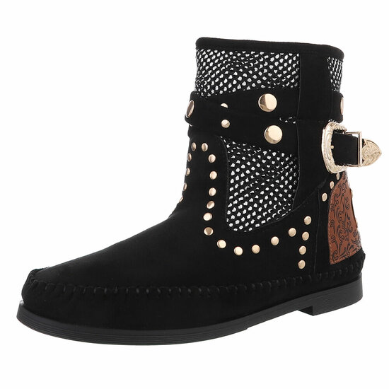 Bottines western-biker en daim noir Becca