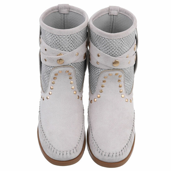 Bottines western-biker en daim gris Becca