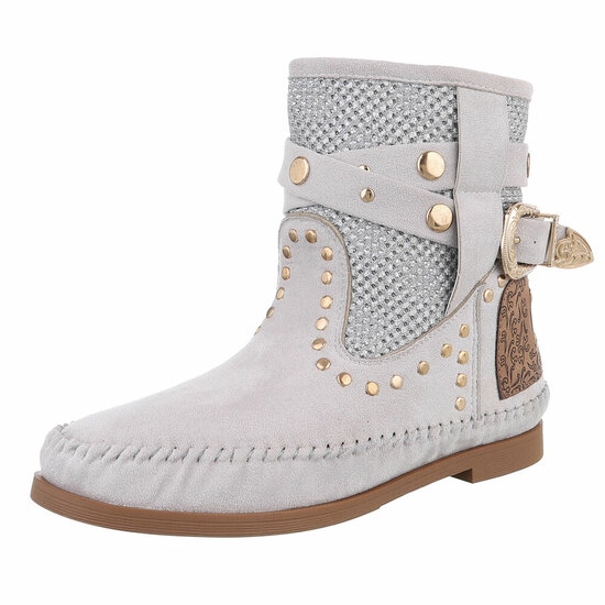 Bottines western-biker en daim gris Becca