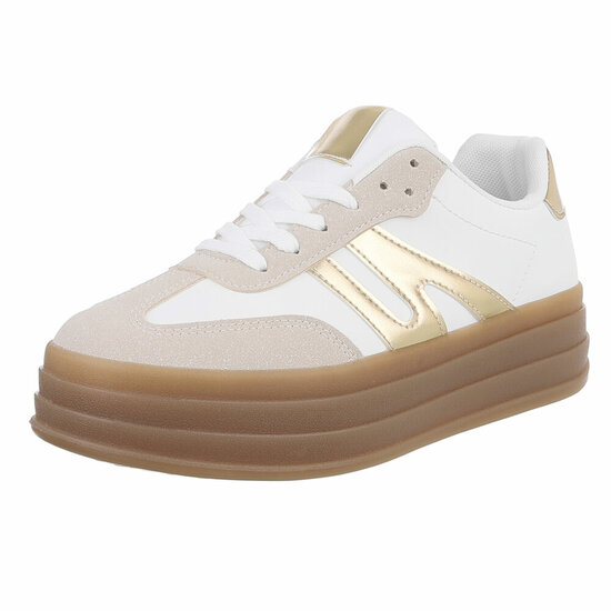 Wit beige lage  sneaker Manuela