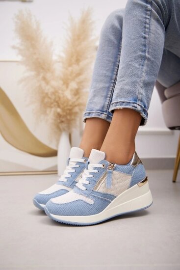 Baskets montantes en jean bleu Ariesta 