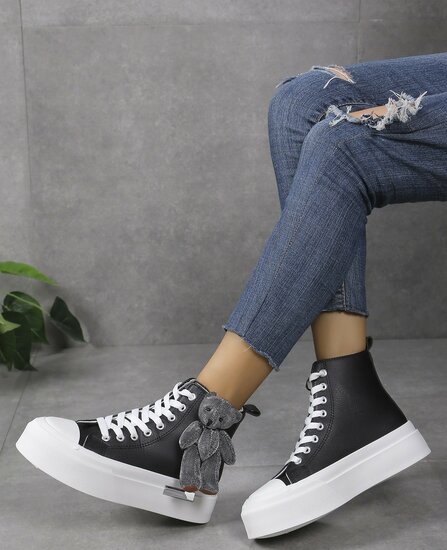 Baskets noires montantes en textile Katia